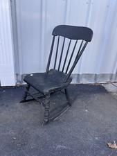 Vintage Wooden Rocker Rocking Chair Nursery Plank Seat No Arm Craftsmanship