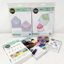 Sizzix Thinlits Envelope Liners Cutting Dies, Permanent Markers & Glitter NEW