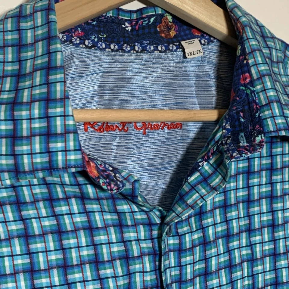 Robert Graham Men’s 1XLTE L/S Button Up Floral Shirt Blue/Green Stunning Colors - Image 2 of 4