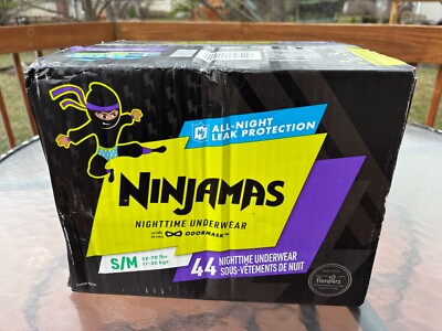 Ninjamas Nighttime Bedwetting Underwear Girl Size S/M 44 Count By Pampers