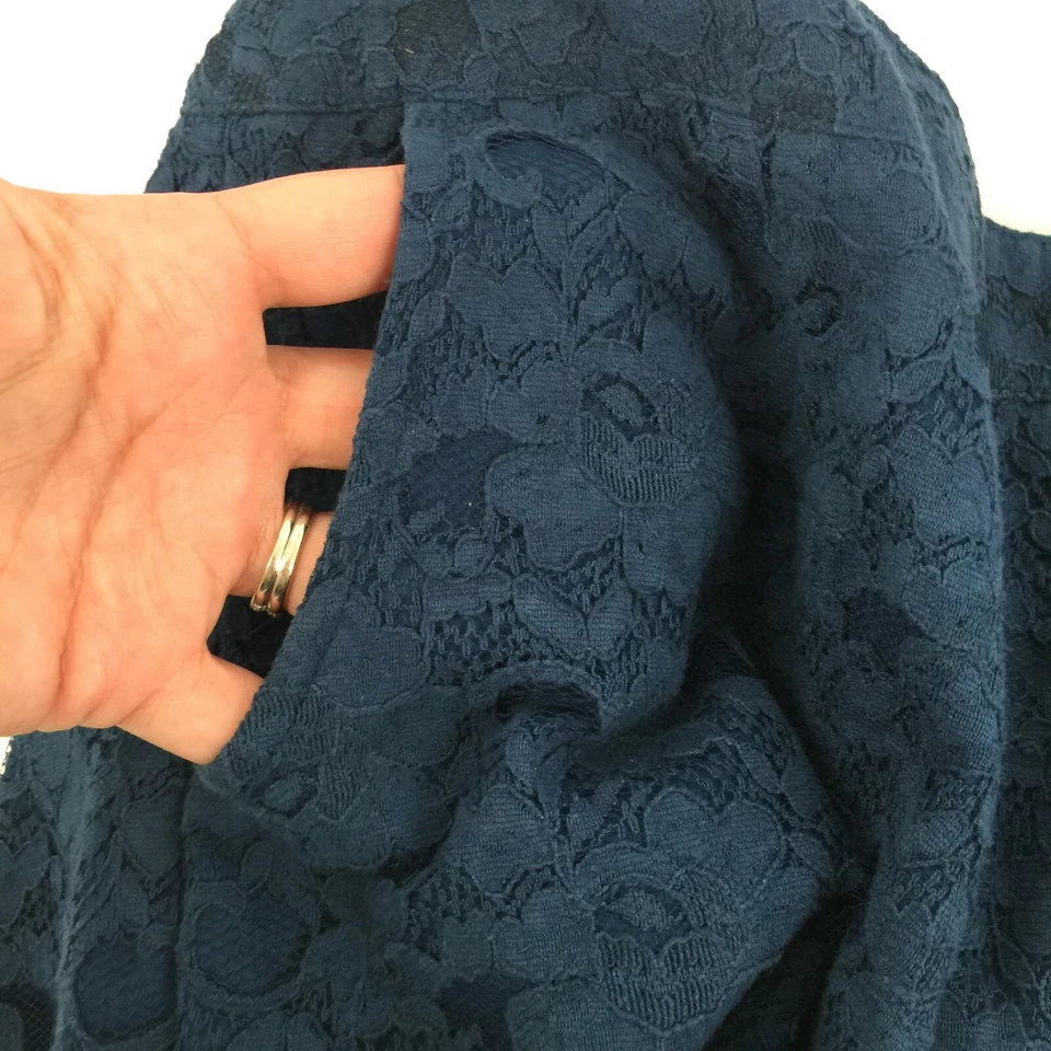 Pantalones Cortos Informales de Tul de Tiro Medio de Encaje Completo Talla 4 Para Mujer Cremallera Trasera Azul Marino Oscuro S Foto 3 de 4