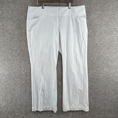 Express Women's Dress Pants Size 16L White Editor Mid Rise Straight Leg
