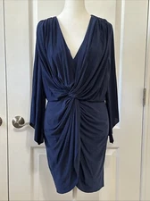 NWT MISA Los Angeles Teget Draped Twist Front Mini Dress Navy S