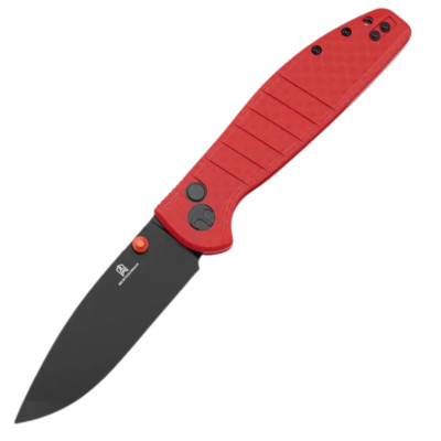 Bestechman Knife Goodboy Red G10, Black PVD D2 by Keanu Alfaro