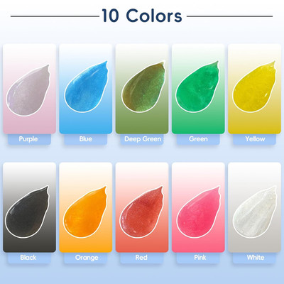 UV Resin Kit 10 Colors Colored UV Resin Hard Glitter Type Odorless Low Shrinkage