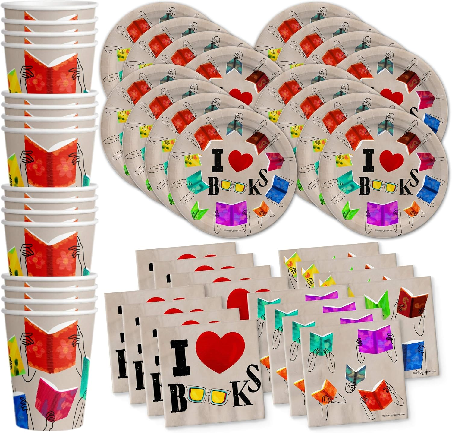 Books Book Club Birthday Party Supplies Set Plates Napkins Cups Tableware Kit fo