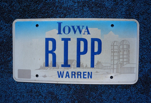 IOWA Vanity License Plate - RIPP