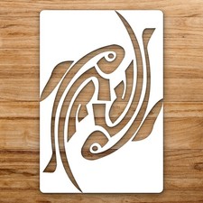Fish Pattern Ar Large Reusable Wall Stencil For Painting DIY Home Decor Template