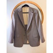 Johnny Carson Blazer Men Grey Excellent Pinstripe Two-Button Suit Jacket