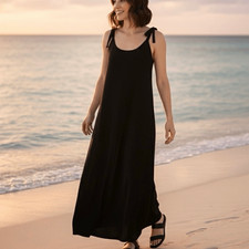 Lulus Made With Love Black Maxi Dress - Tie-Shoulder Slit - Size XS