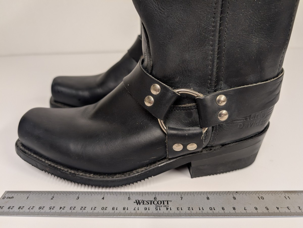 Texas USA Made Black Leather Western Harness Boots Eagle Detail Men’s 9 Vintage 90s Harley Davidson Black Leather Embroidered Eagle  main image 3