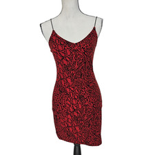 H&M Red Animal Print Bodycon Strappy Dress Small
