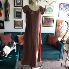 BOSTON PROPER size S Cocoa Brown Off The Shoulder Short Sleeve Maxi Dress