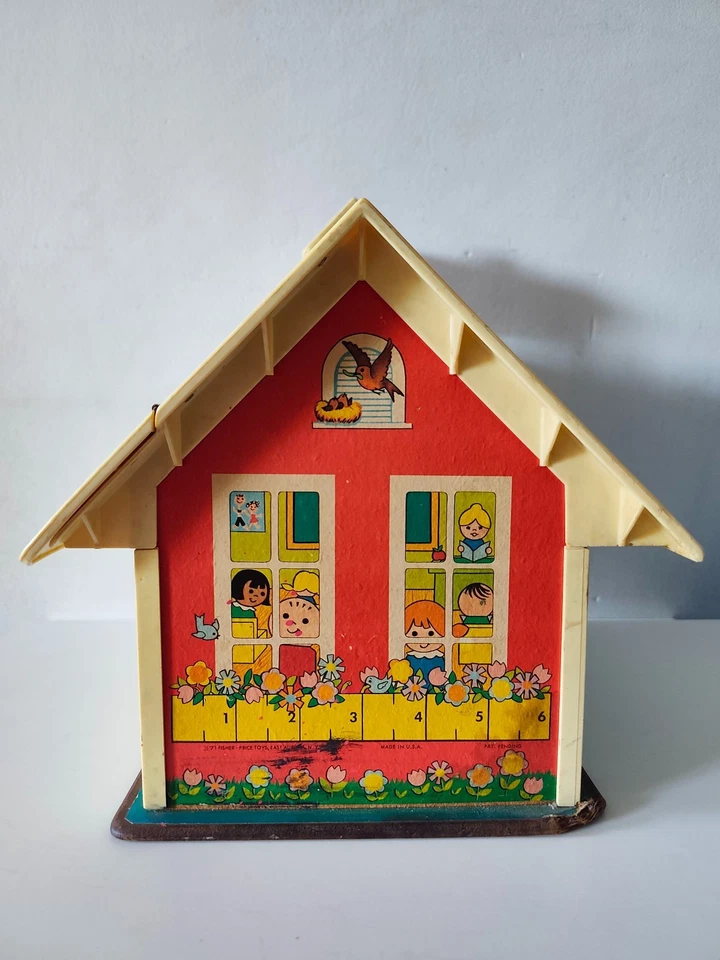 Fisher Price Toys 923 Ecole School Vintage 1971 Made USA Sonnerie Cloche Ancien - Photo 3/4