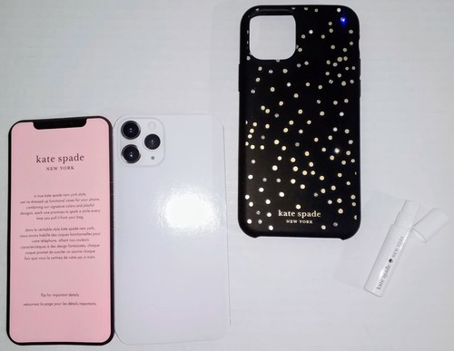 Lot. Kate Spade Soft Touch Black Disco Dots Pearls Gems Case. Fragrance Sample. - Photo 2 sur 24