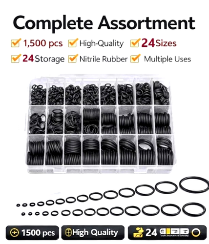 WG® 1500pcs Guarnizione O Ring Assortimento Kit NBR FKM Gomma Alta Temp Guarnizioni Set Scatola - Foto 2 di 9