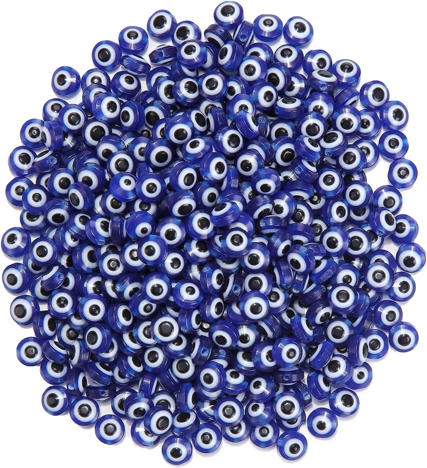 200 cuentas para mal de ojo de 8 mm cuentas de resina azul real murano cuentas para mal de ojo con elástico Foto 3 de 4