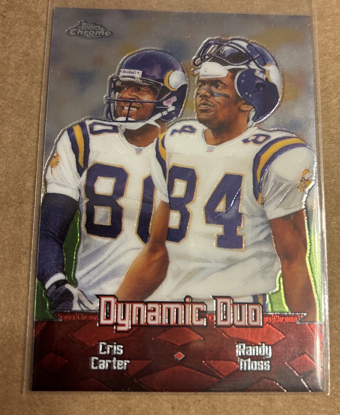 2001 TOPPS CHROME NFL DYNAMIC DUO CARD VIKINGS RANDY MOSS CHRIS CARTER #TC2