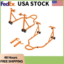 Motorcycle Front&Rear Combo Stand,Universal u+l Fork Paddock Stand w/Wheel,850LB