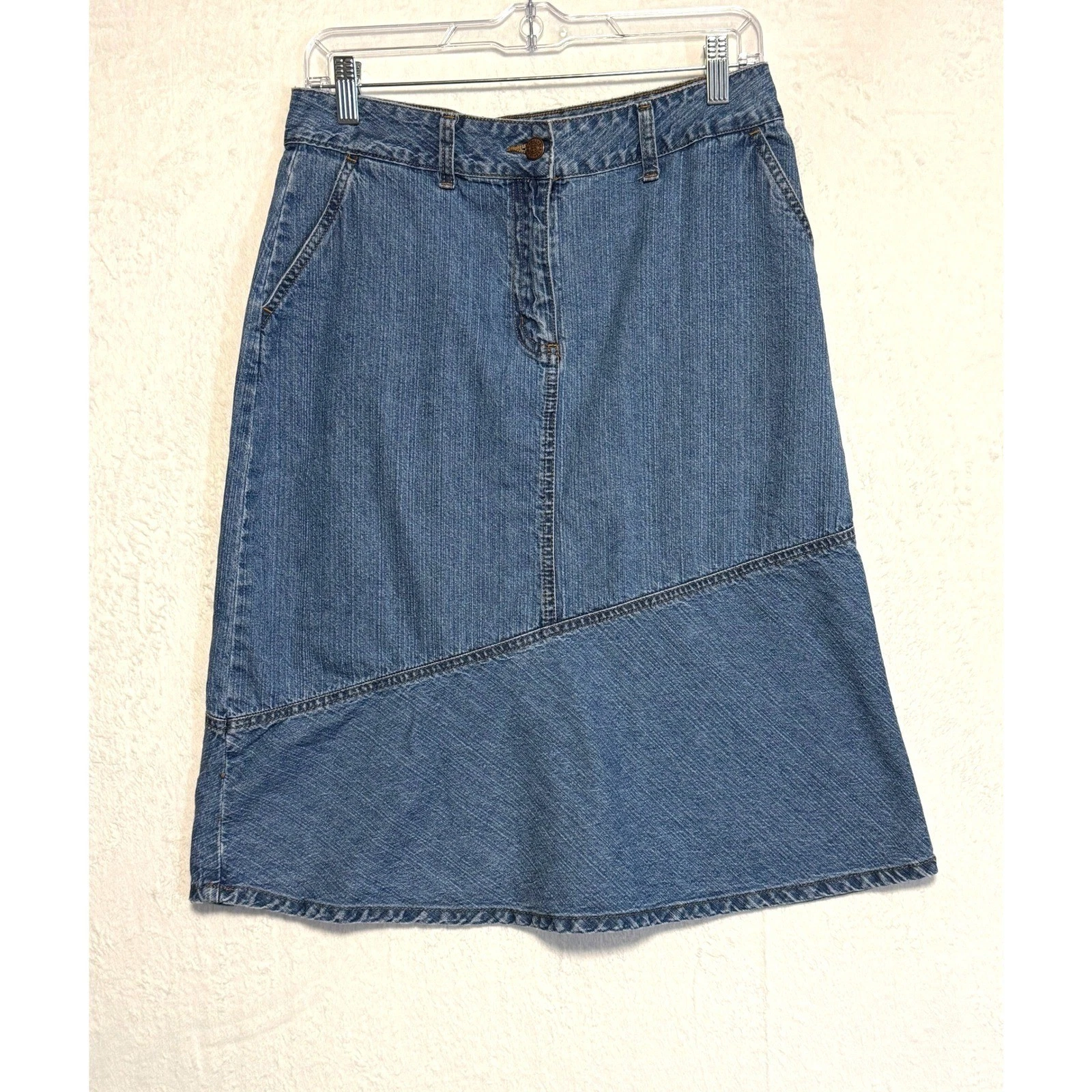 Vintage Bill Blass Jean Skirt Women's Size 8 Denim Midi Western Prairie Country