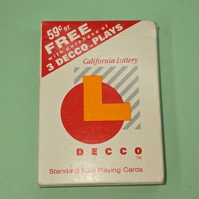 Vintage California Lottery Decco Playing Cards Sealed USPCC 1990 Promo Deck New