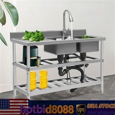 Commercial Restaurant Sink Utility Sink Double Bowl Sink Stainless Steel Faucet