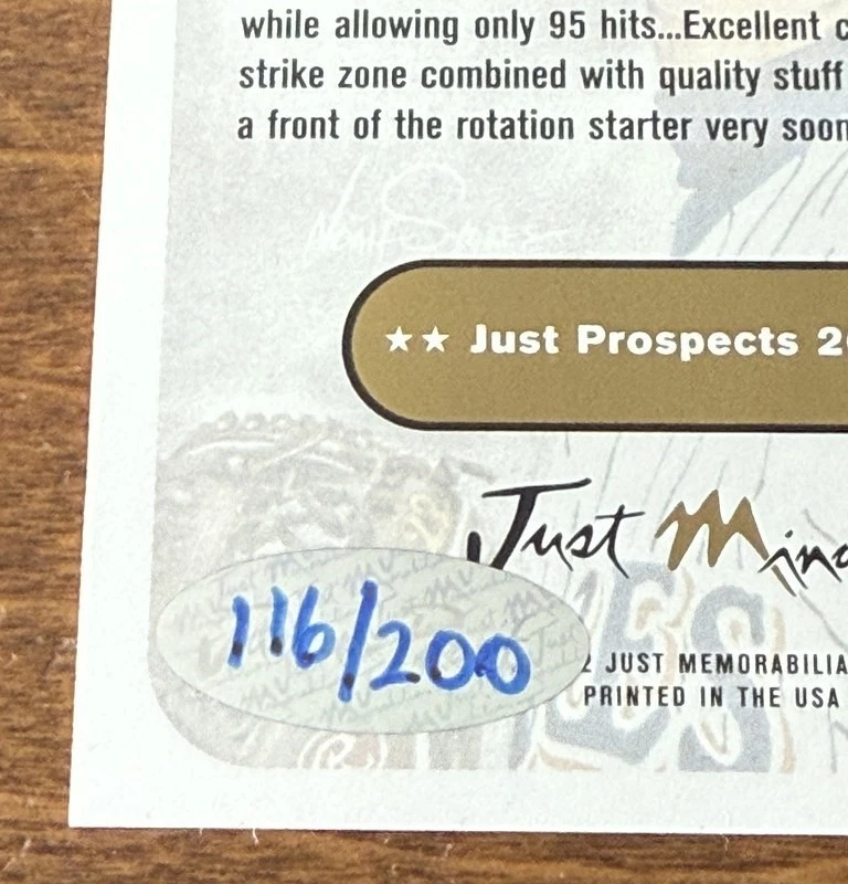 Just Minors Jake Peavy 2002 automático RC #/200 Foto 3 de 3