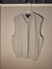 Polo Golf Ralph Cotton Sleeveless V Neck Sweater Vest Gray Size XL