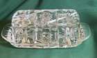 VTG MCM Anchor Hocking Star of David Cut Crystal Glass Butter Dish w/ Lid 7.5"