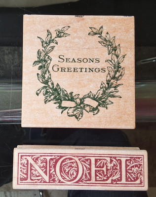 2 x Anna Griffin All Night Media Stempel ~ ''NOEL'' und ''SEASONS GREETING''