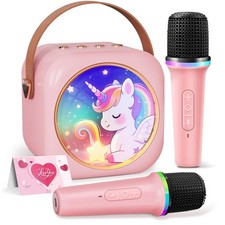 Karaoke Machine for Kids with 2 Wireless Microphones,Girls Speaker with Unico...