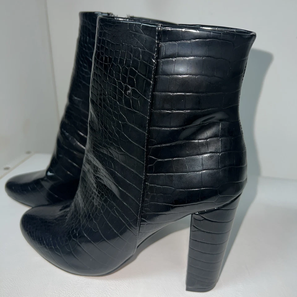 J. Renee Retro Negro Cuero Tobillo Serpiente Mujer Botas Talla 7,5 Foto 2 de 4