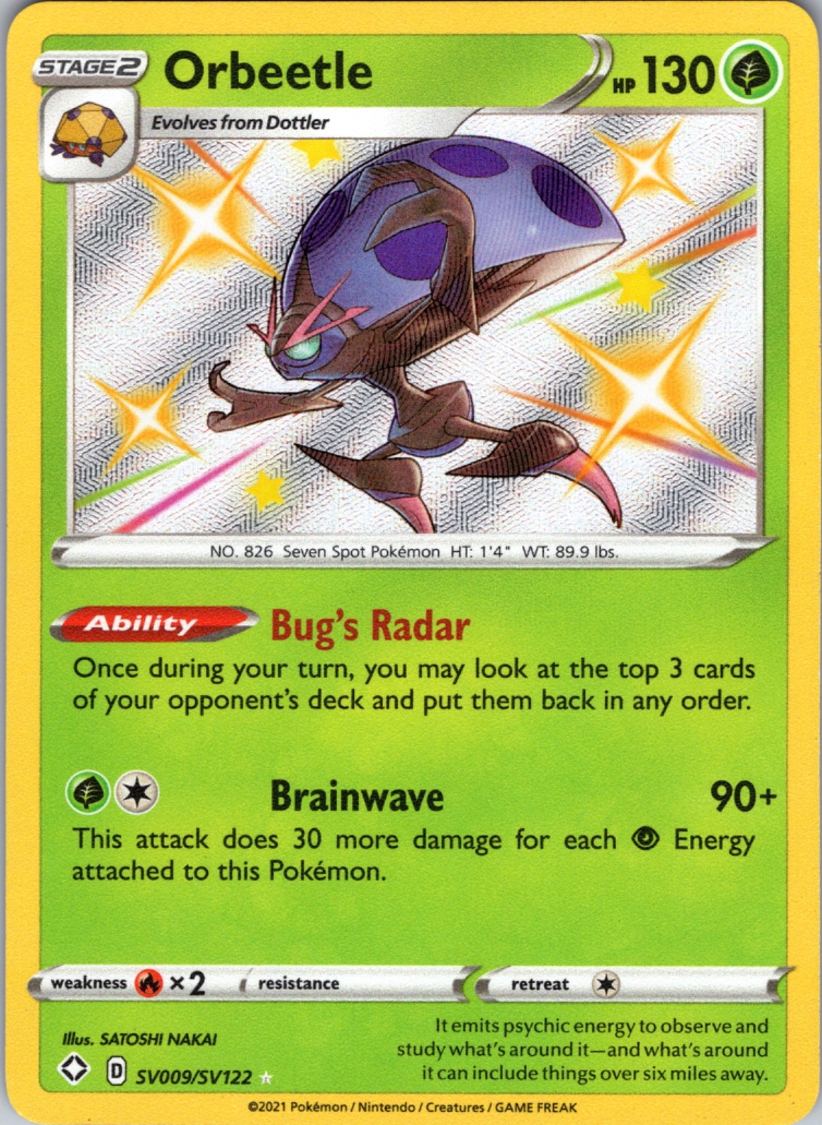 Orbeetle SV009/SV122 Shining Fates Shiny Holo Rare Pokemon NM