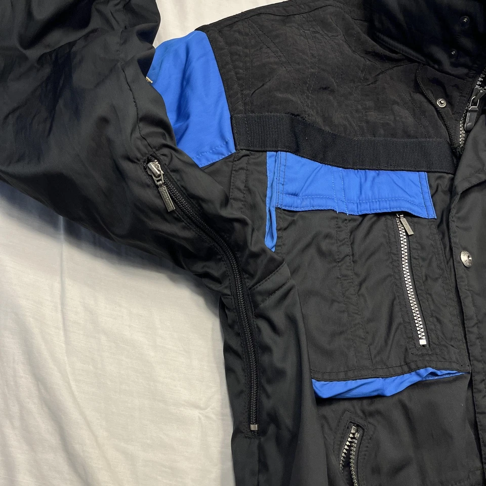 Vintage Descente Jacket Mens Large Black Blue Ski Winter Coat Removable Hood 90s - Image 4 of 4