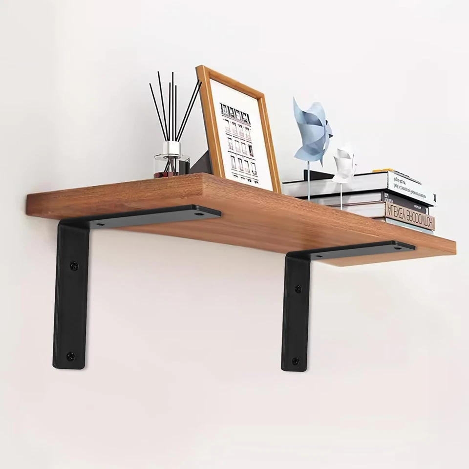 Supporti per Mensole Neri, Staffe Angolari a 90 Gradi in Ferro Di Alta Qualità, - Immagine 4 di 4