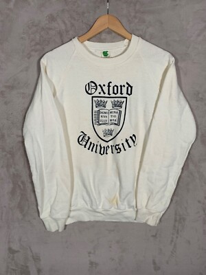 Vintage Oxford SweatShirt Medium White First Bite Made in England