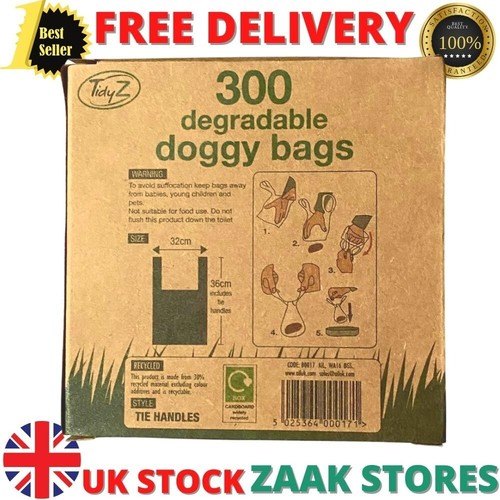 Tidyz 300 Degradable Doggy Poo Bags Very Strong Tie Handles Dog Poop