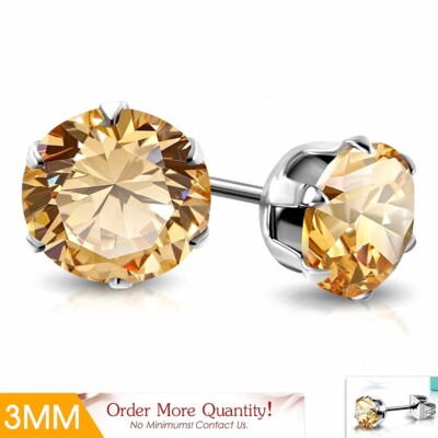 555Jewelry Orecchini di cristallo CZ rotondi in acciaio inossidabile