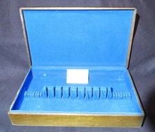 Vintage McGraw Wood Silverware Chest Flatware Storage Box Anti Tarnish Cloth
