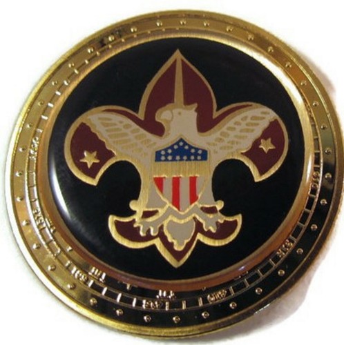 VIRGO ZODIAC SIGN with a BOY SCOUTS symbol on a 1 1/2" CHALLENGE COIN - Picture 2 of 2
