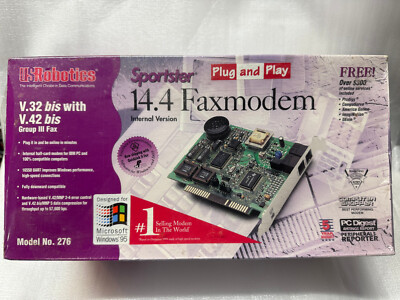 New USRobotics Sportster 14.4 Faxmodem ISA Internal Card - Complete