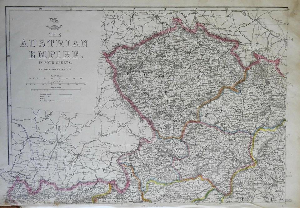 奥匈帝国 哈布斯堡帝国 波希米亚 克罗地亚 维也纳 1863 洛瑞 四张地图 — 第 2/4 张图片