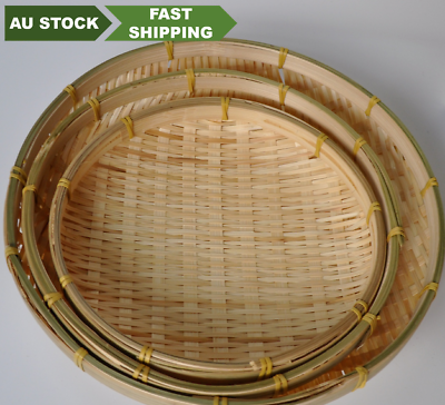 Bamboo woven handmade plates bamboo fruit basket storage multiple use 竹筛子