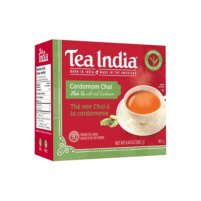Tea India Cardamom Chai Tea Bags, 80 Count