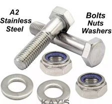 Hexagon Bolts With Nyloc Nuts & Washers Hex Head Bolt Stainless Steel M5 M6 M8