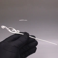 Real 925 Sterling Silver Hairpin Fashion Style Hollow Hair Clip Pin 6.3inchL