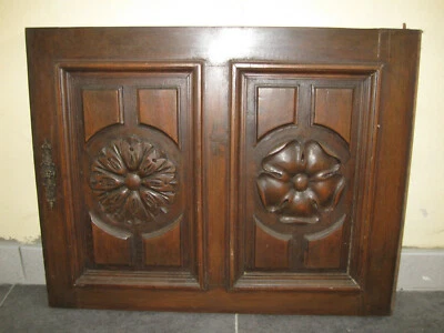 1 PORTE ANCIENNE EN BOIS AVEC ROSACES SCULPTÉES--ANCIENT OLD DOOR--N°211 - Photo 1/4