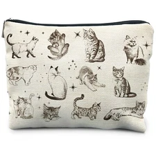 Retro Cat Makeup Bag, Cute Makeup Bag, Cat Gifts for Women Cat Lovers, Cat Co...