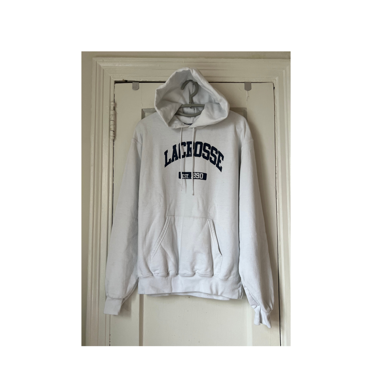 Champion Sweatshirt Men's Hooded Size M LACROSSE Hoodie White