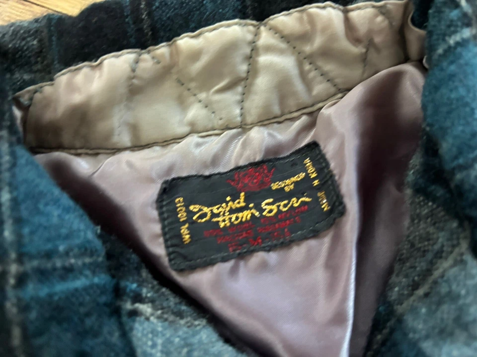 Vintage 60s/70s LOOP Collar Wool Plaid Work Shirt.S/M — 第 4/4 张图片